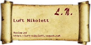 Luft Nikolett névjegykártya